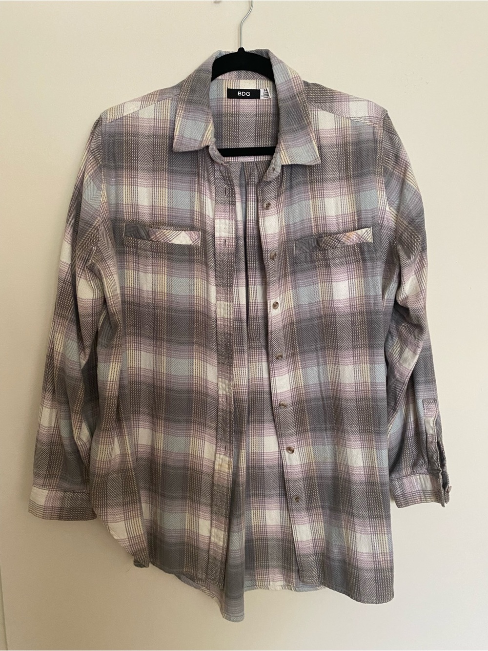BDG Lavender Plaid Lightweight Button-Down Shirt